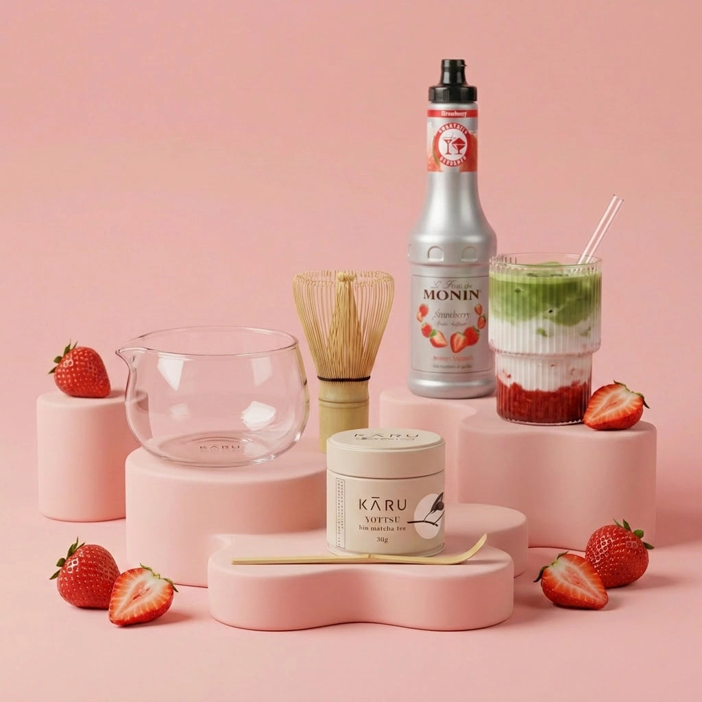 Matcha Summer Bundle | Erdbeere (Riffel-Gläser)