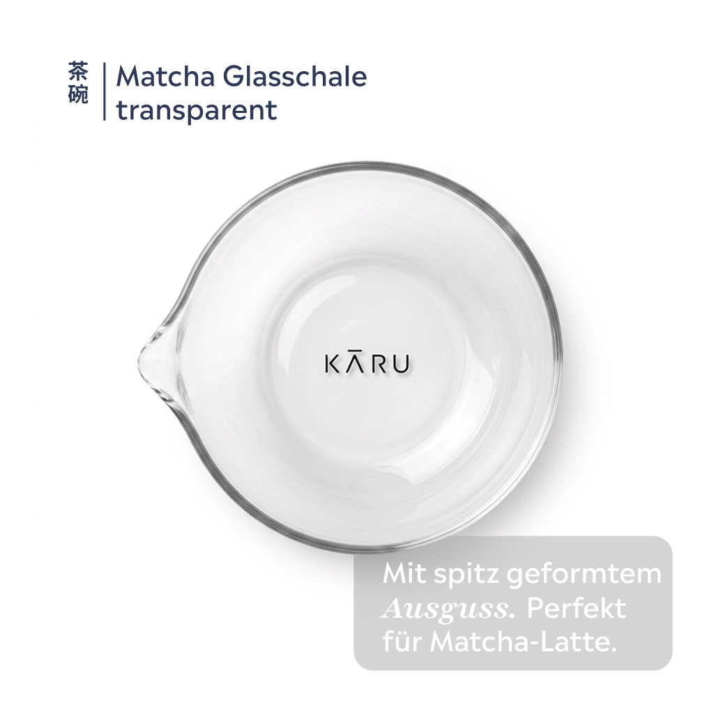 Matcha Schale aus Glas mit Ausguss | transparent