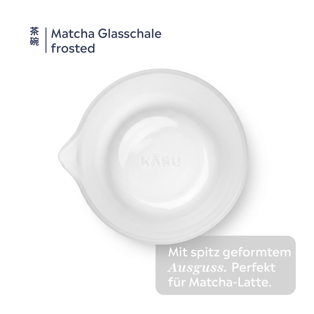 Matcha Schale aus Glas mit Ausguss | frosted