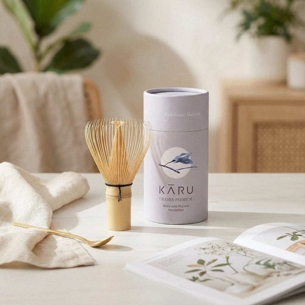 Premium Matcha Besen aus handgeschnitztem Bambus | Hell