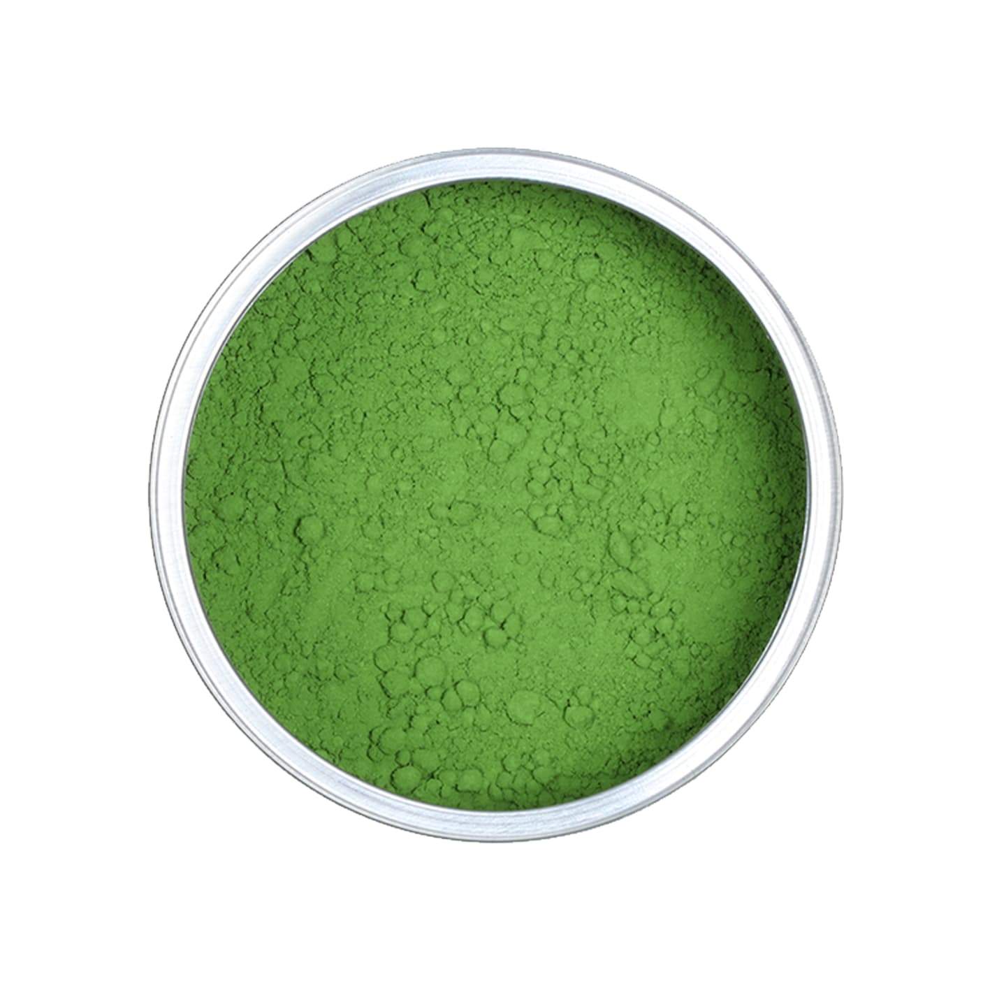 Pulver Bio Matcha Yottsu in der Dose, frontal von oben