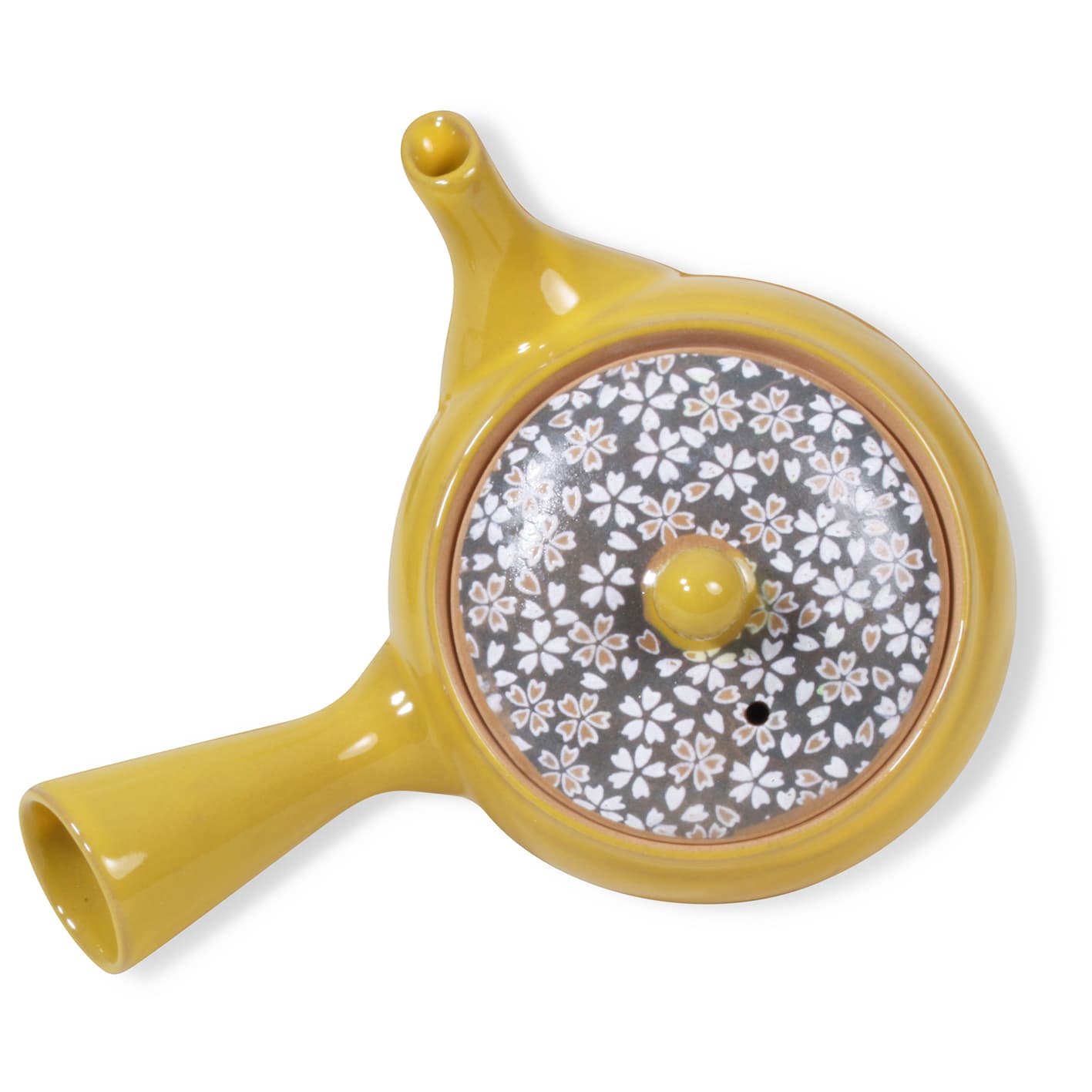 Seitengriff-Teekanne (Kyusu) - senfgelb (375ml)