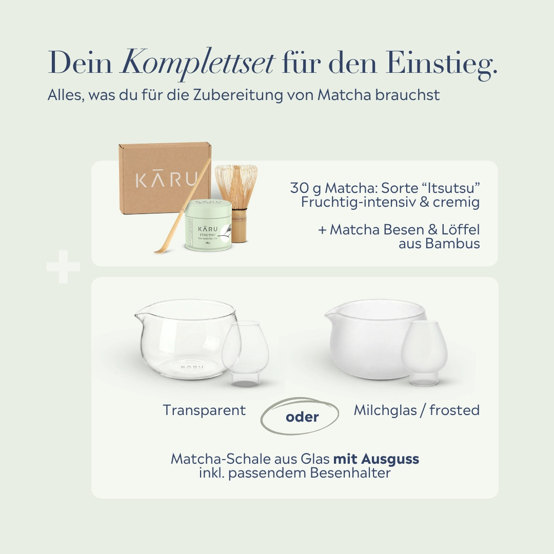 Bio Matcha Komplettset für den Einstieg | Milchglas (frosted)