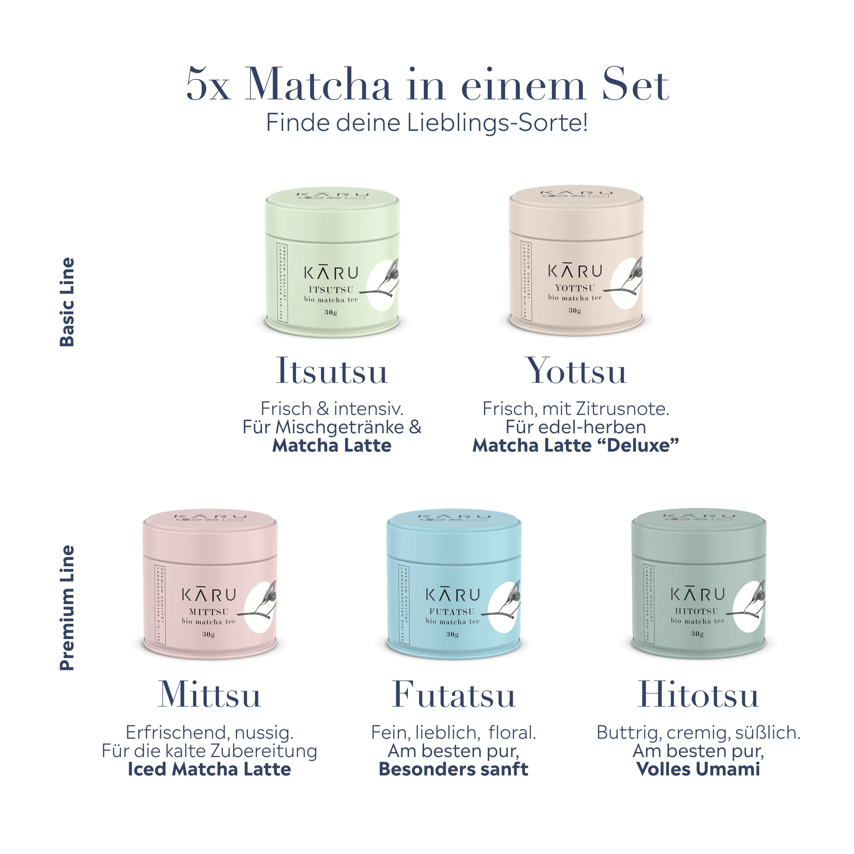 Confezione da degustazione di Matcha biologico Hitonigiri (5x30g)